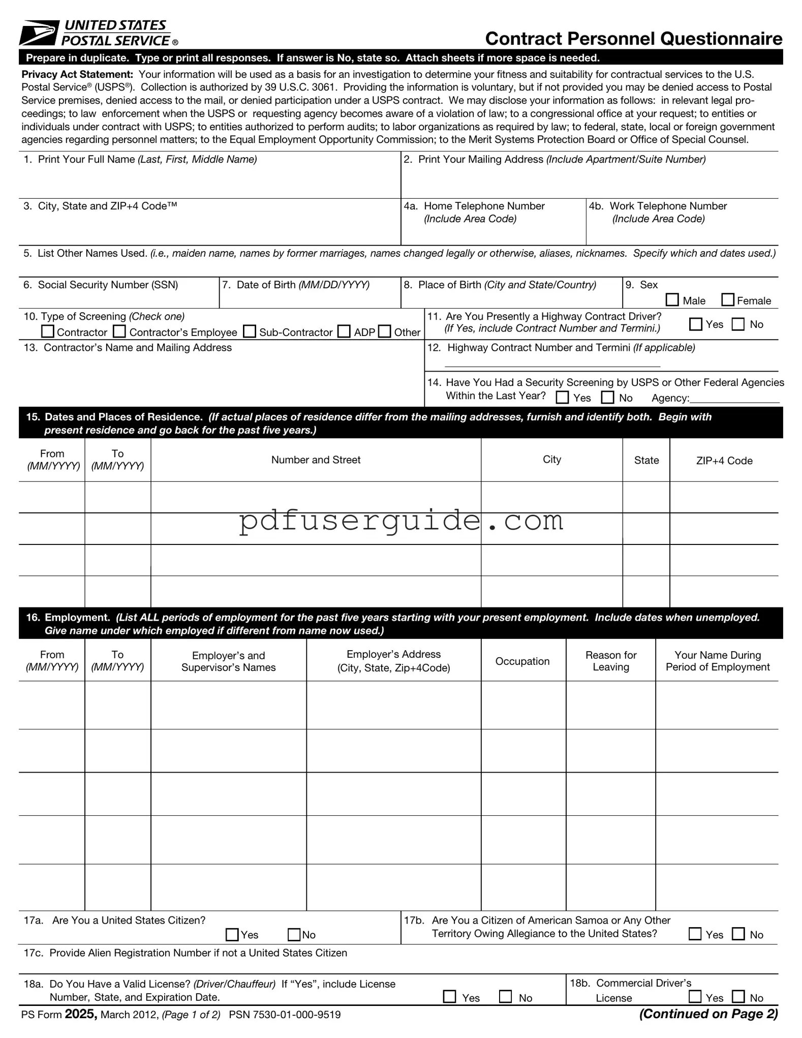 Free Ps Form in PDF