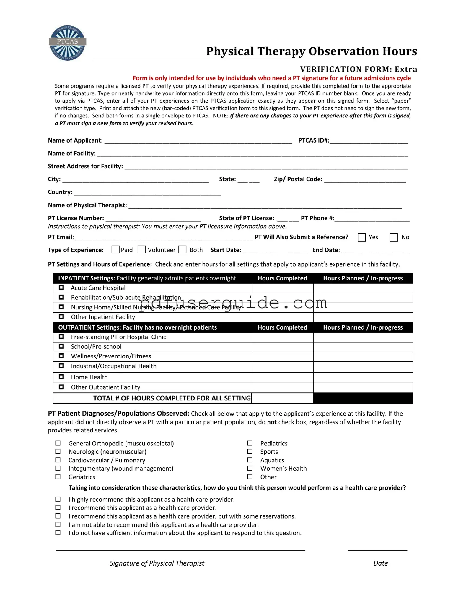 Free Ptcas Form in PDF