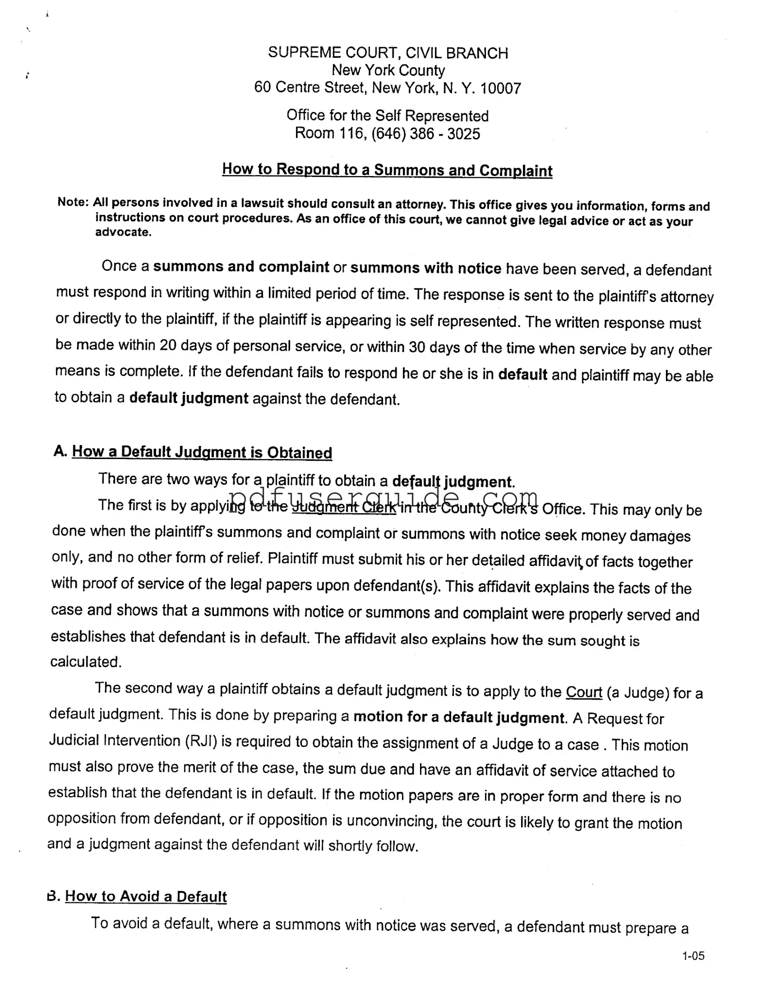 Free Response To A Summons Form in PDF