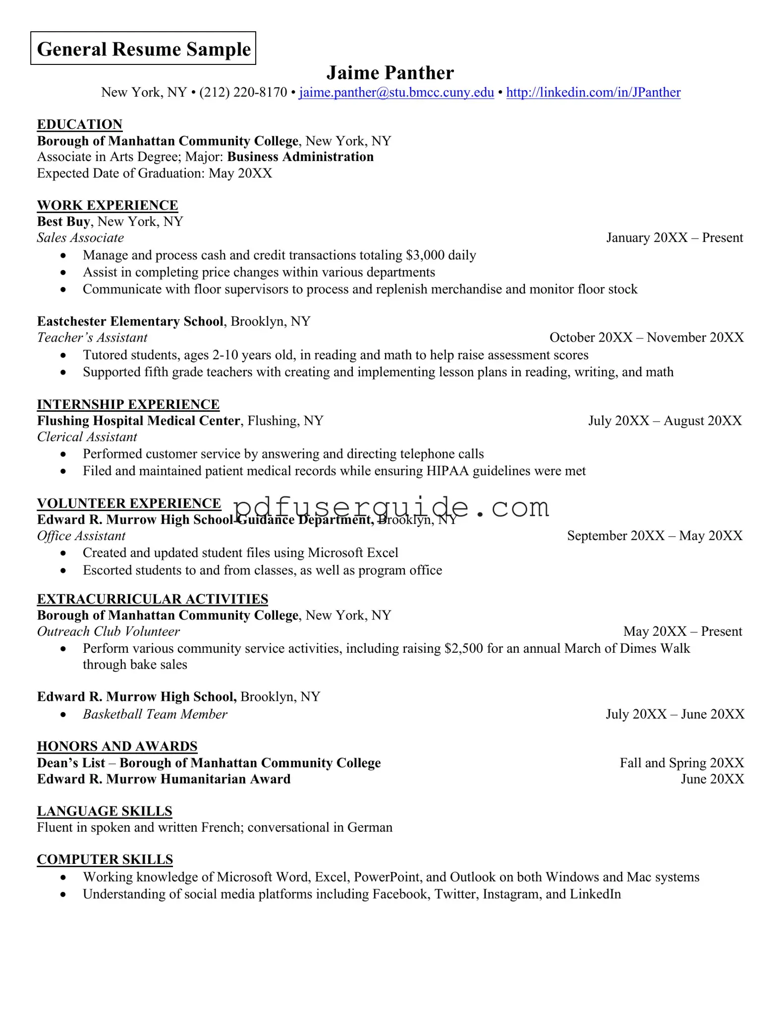 Free Resume Form in PDF