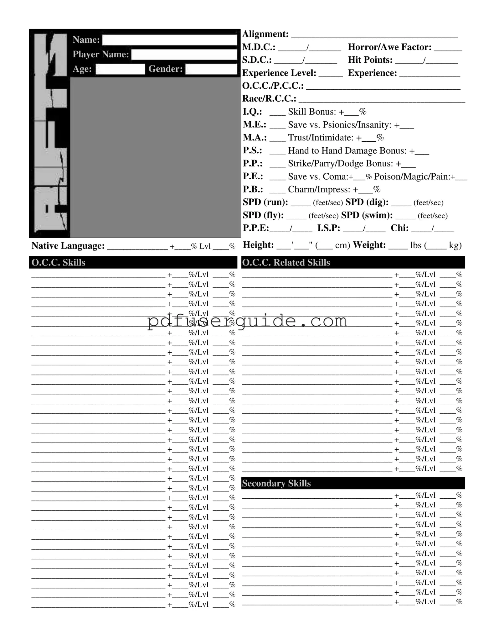 Free Rifts Sheet Form in PDF