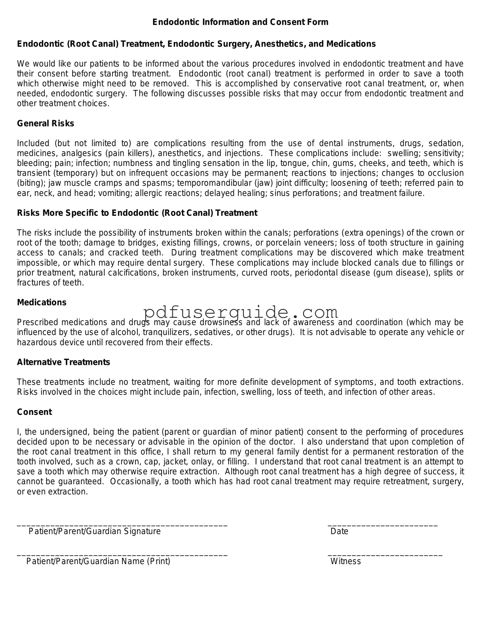Free Root Canal Consent Form in PDF