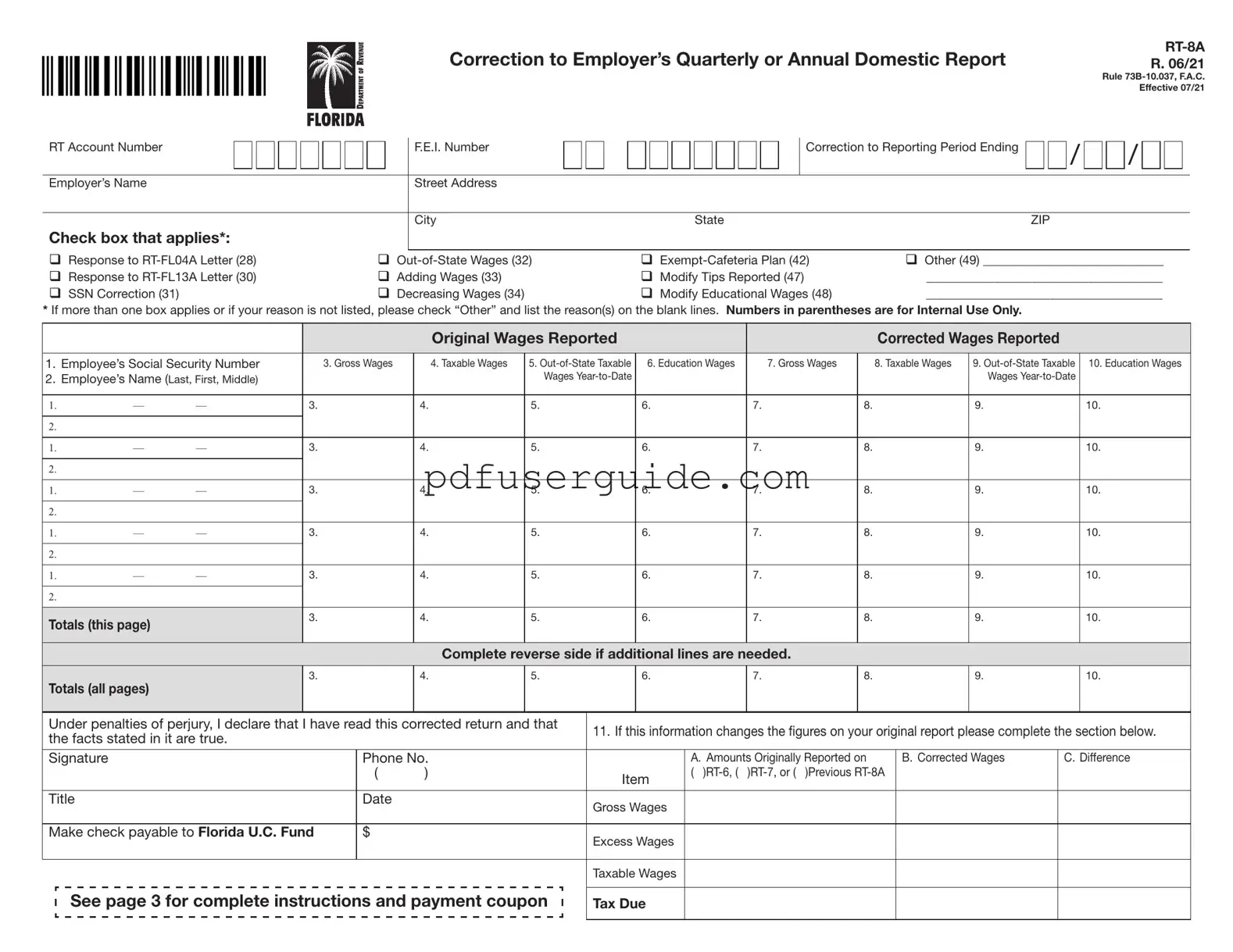 Free Rt 8A Form in PDF
