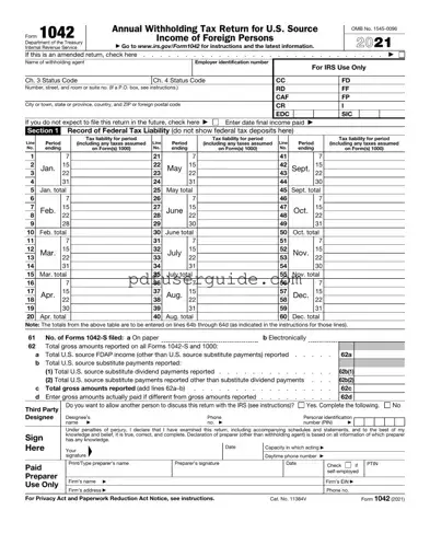 Free 1042 Form in PDF
