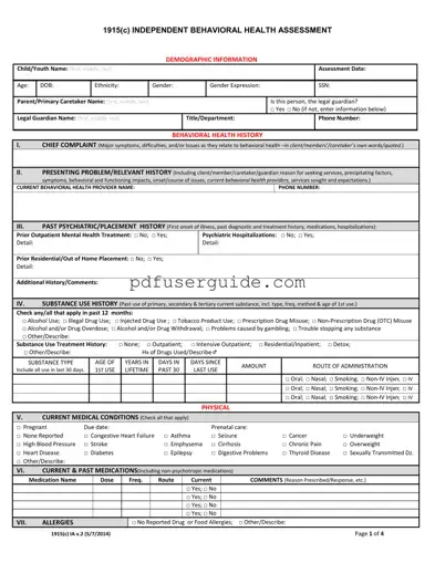 Free 1915 C Assessment Form in PDF