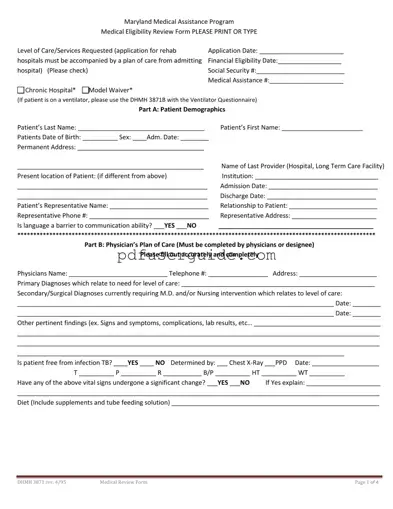 Free 3871 Maryland Medicaid Form in PDF