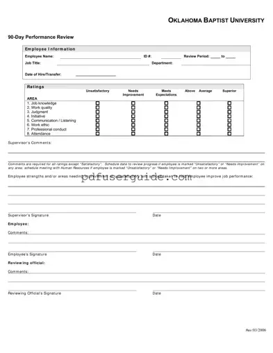 Free 90 Day Performance Form in PDF