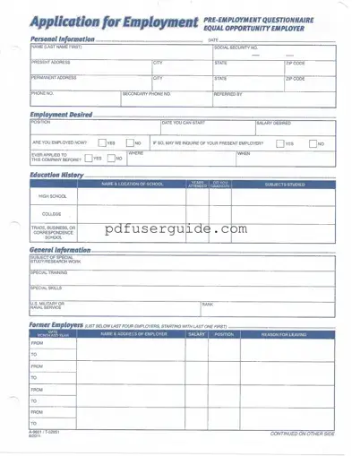 Free A 9661 Application Form in PDF