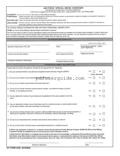 Free Af 4380 Form in PDF