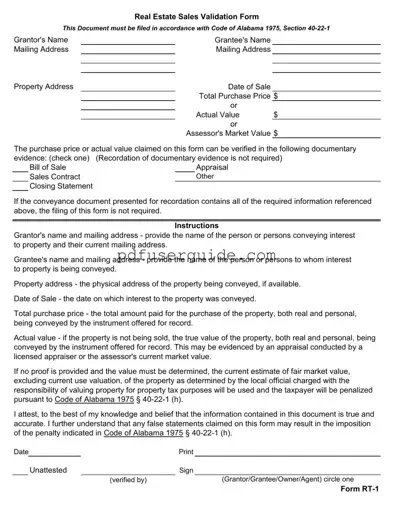 Free Alabama Rt 1 Form in PDF