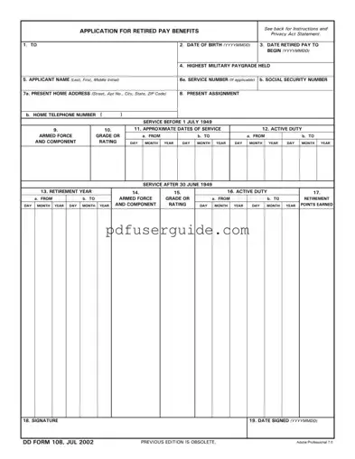 Free Dd 108 Form in PDF