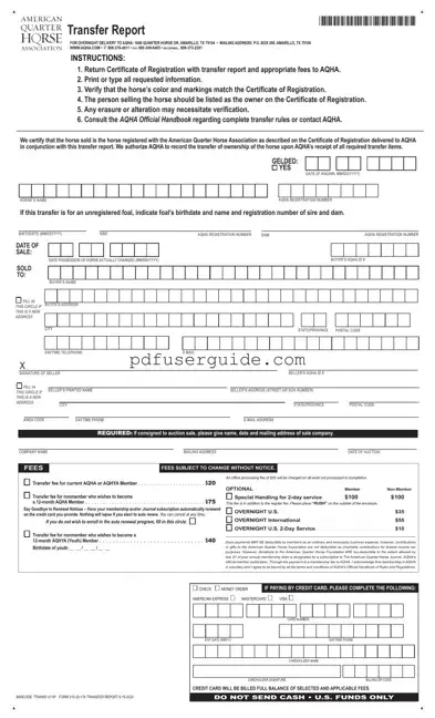 Free AQHA transfer form Form in PDF