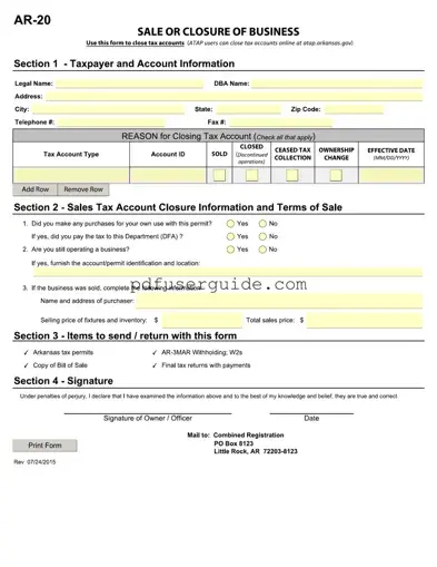 Free Ar 20 Form in PDF