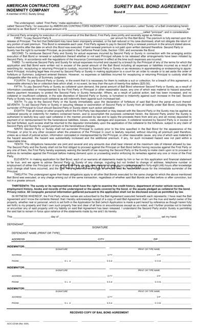 Free Bail Bond Release Paperwork Form in PDF