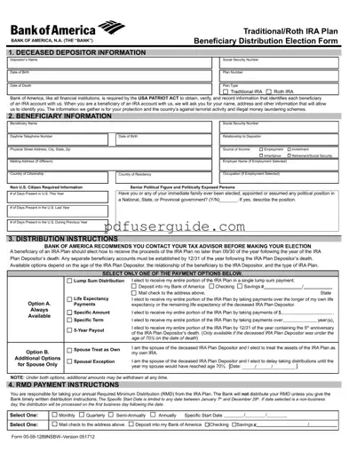 Free Bank Of America Beneficiary Form in PDF