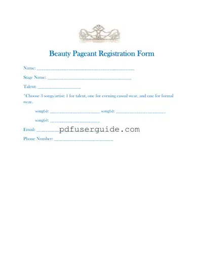 Free Beauty Pageant Registration Form in PDF