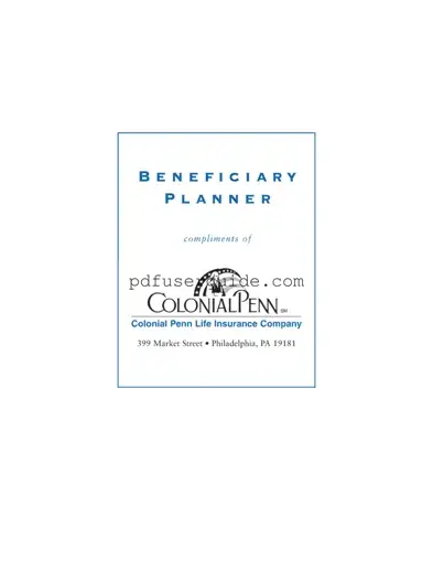 Free Beneficiary Planner Form in PDF