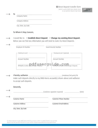 Free Bmo Direct Deposit Form in PDF
