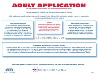 Free Bsa Adult Application Form in PDF