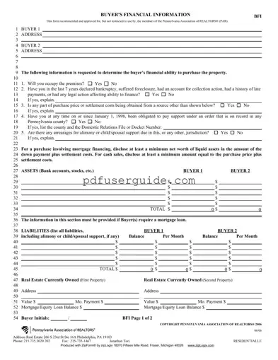 Free Buyer Financial Information Form in PDF