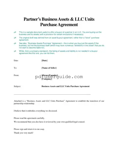 Free Buyout Agreement Form in PDF