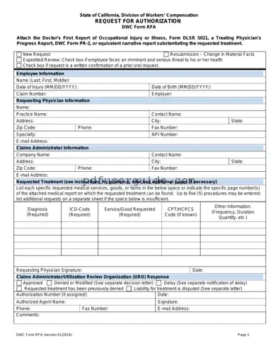 Free Ca Rfa Form in PDF