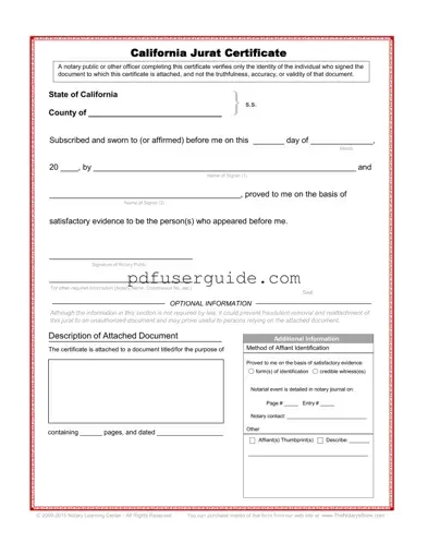 Free California Jurat Form in PDF