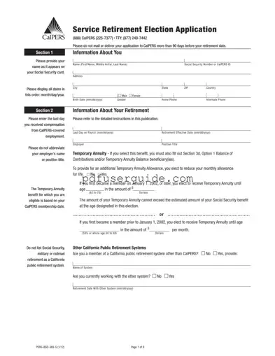 Free Calpers Retirement Application Form in PDF