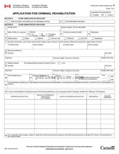 Free Canada Criminal Rehabilitation Form in PDF