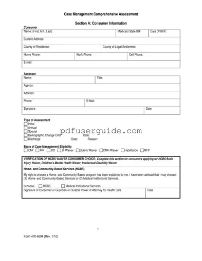 Free Case Management Assessment Form in PDF