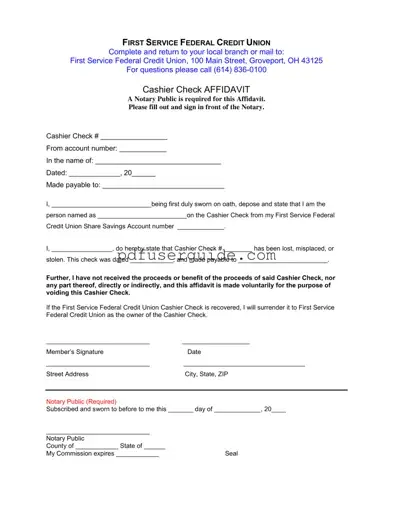 Free Cashiers Check Pdf Form in PDF