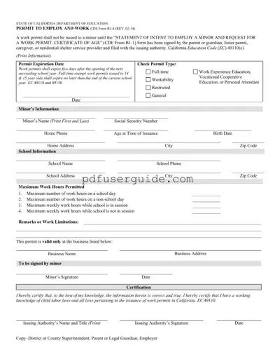 Free Cde B1 4 Form in PDF