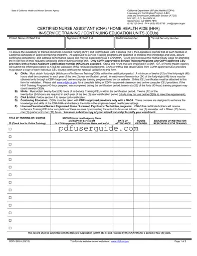 Free Cdph 283 A Form in PDF