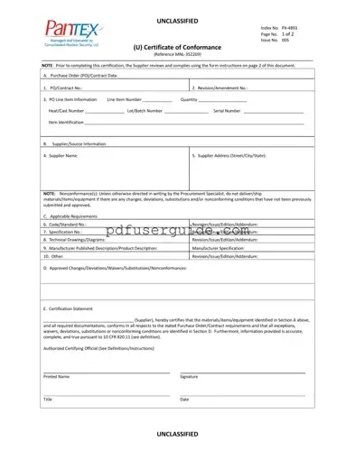 Free Certificate Of Conformance Form in PDF