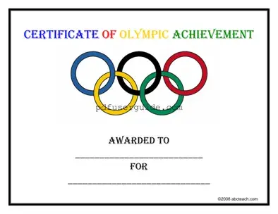 Free Certificate Olympic Form in PDF