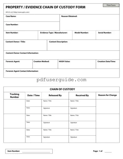 Free Chain Of Custody Form in PDF