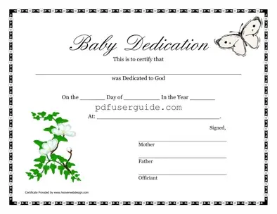 Free Child Dedication Certificate Form in PDF