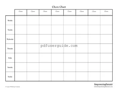 Free Chore Chart Form in PDF