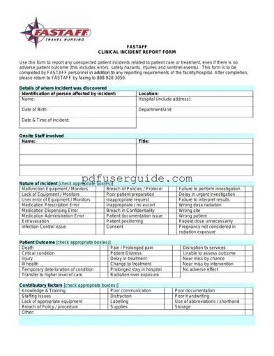 Free Clinical Incident Report Sample Form in PDF