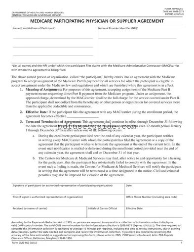 Free Cms 460 Form in PDF
