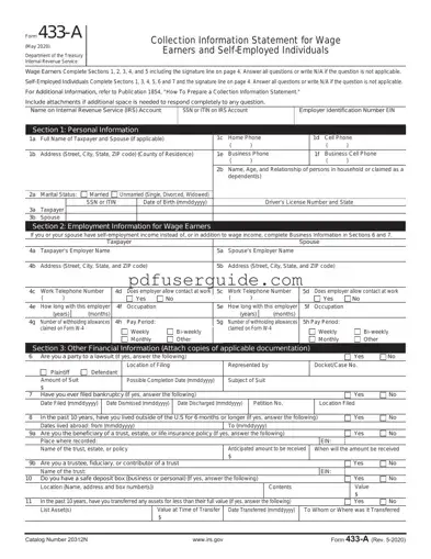 Free IRS 433-A Form in PDF