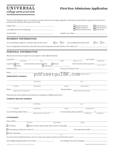 Free Colleges Application Form in PDF