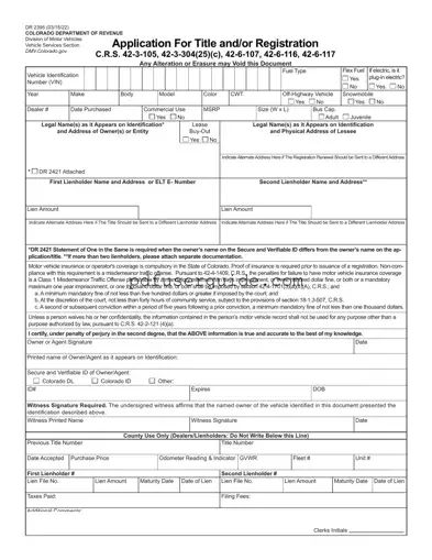 Free Colorado Dr 2395 Form in PDF