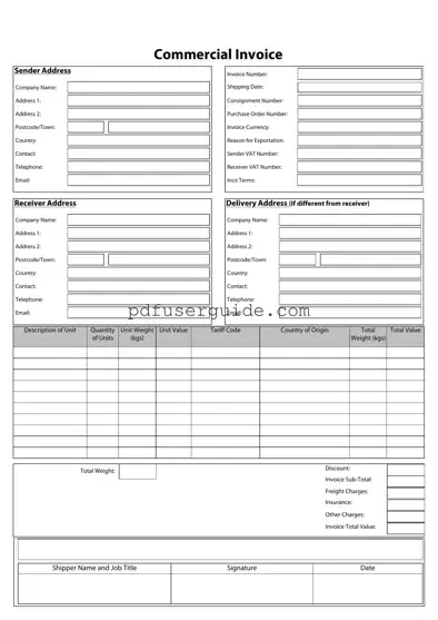 Free Commercial Invoice Form in PDF