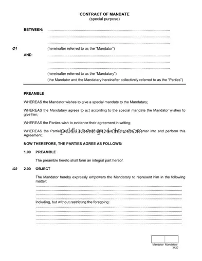 Free Contract Mandate Form in PDF