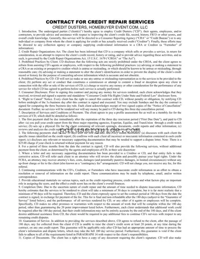 Free Credit Repair Contract Form in PDF