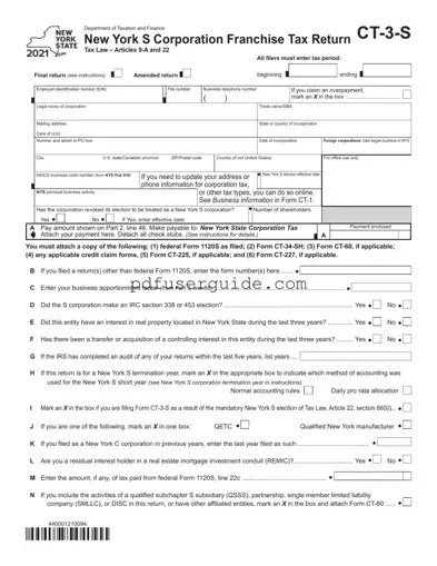 Free Ct 3 S Form in PDF