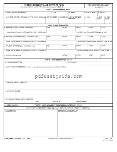 Free Da 2166 8 1 Form in PDF