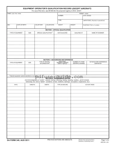 Free Da 348 Form in PDF