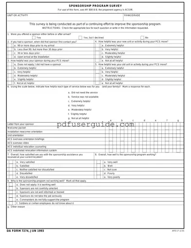 Free Da 7274 Form in PDF